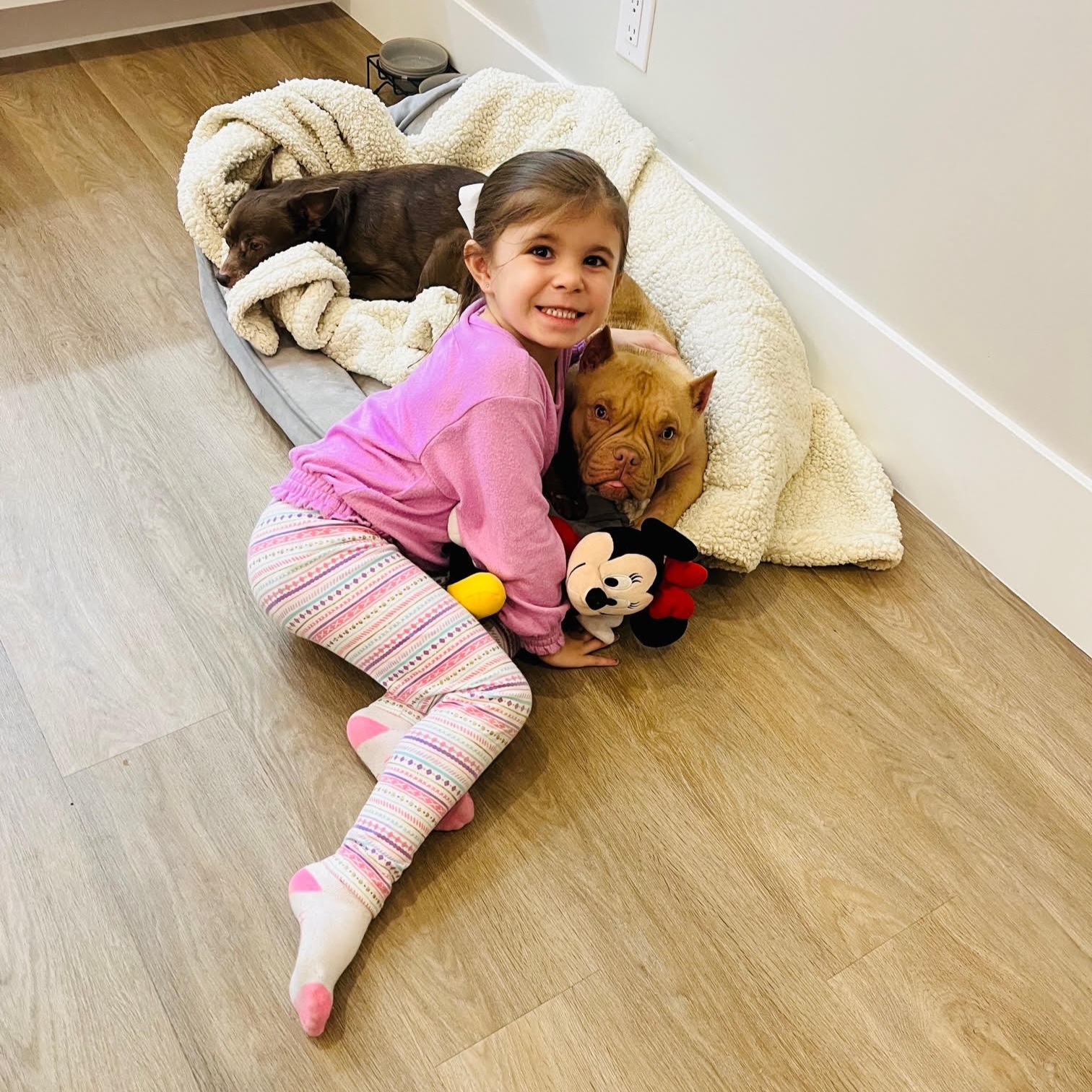 little girl and dog