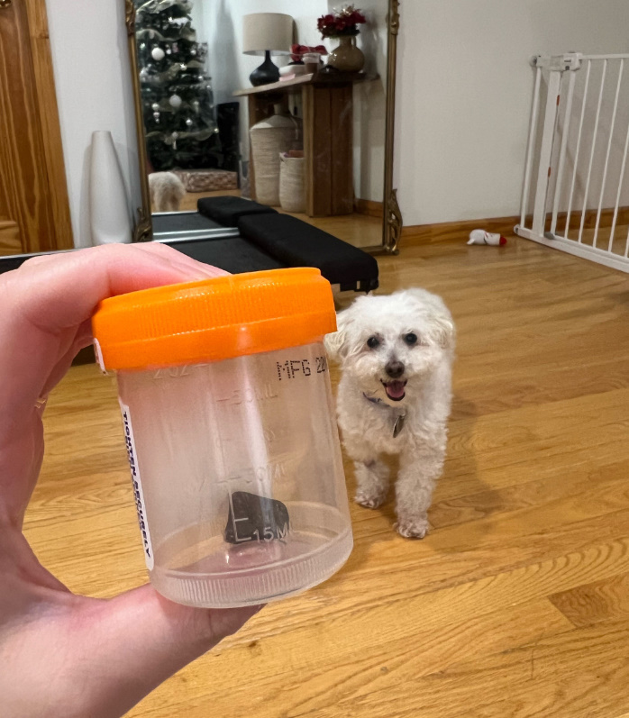 a man holding a plastic bottle