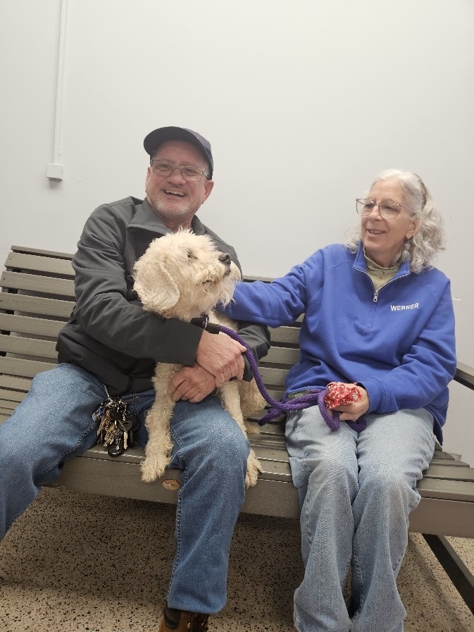 old couple and dog