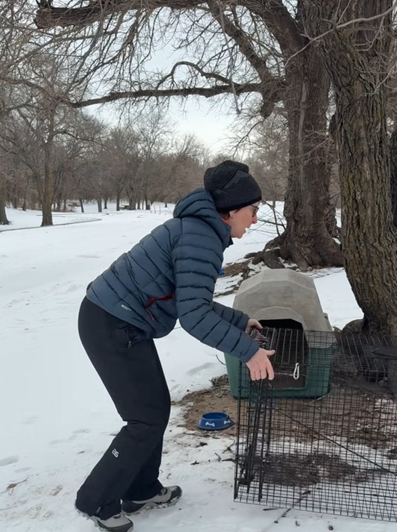 woman holding a crate